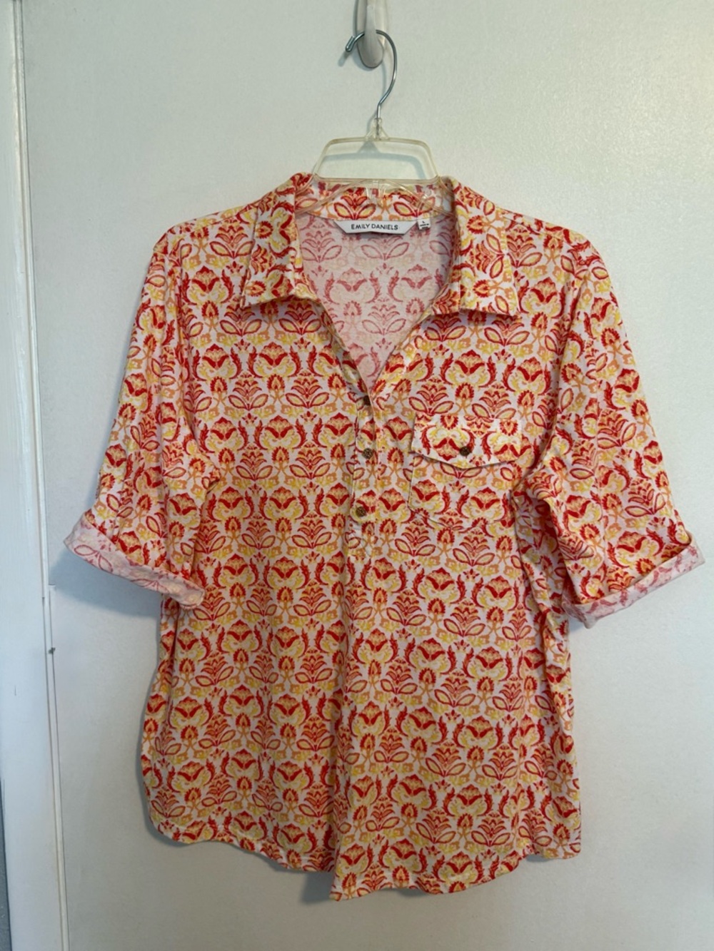 Emily Daniels Coral Patterned Button-Down Shirt